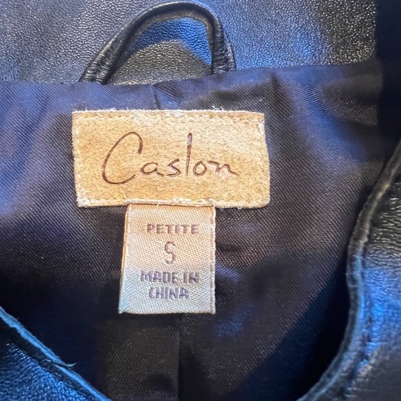 Ladies Black Leather jacket with pockets, made by Caslon, size Petite Small - Picture 8 of 11